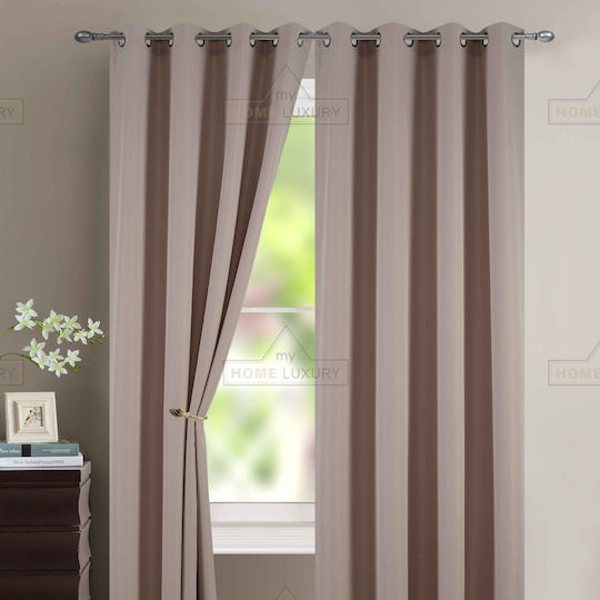 Homeone Κουρτίνα με Τρουκς Dellia Μπεζ 140x265εκ.