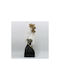 Tabletop Decorative Sculpture Woman Flower Black-White-Gold 15x11x43cm 14062 752-27195