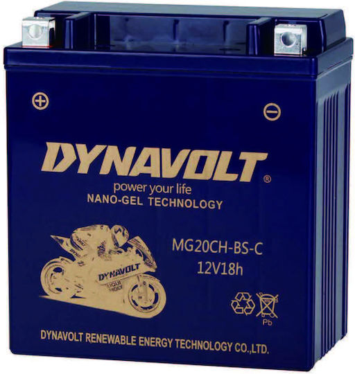 Dynavolt Nano GEL Motorcycle Battery YTX20CH-BS with Capacity 18Ah
