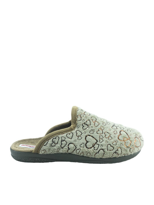 Adam's Shoes Χειμερινές Γυναικείες Παντόφλες Λαδί