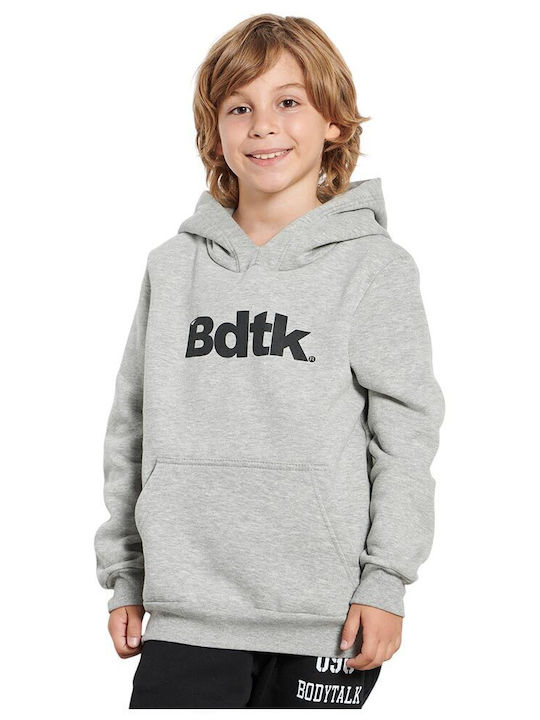 Fleece Kids Sweatshirt with Hood and Pockets Grey melange