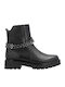 Leder Stiefeletten Damen Schwarz