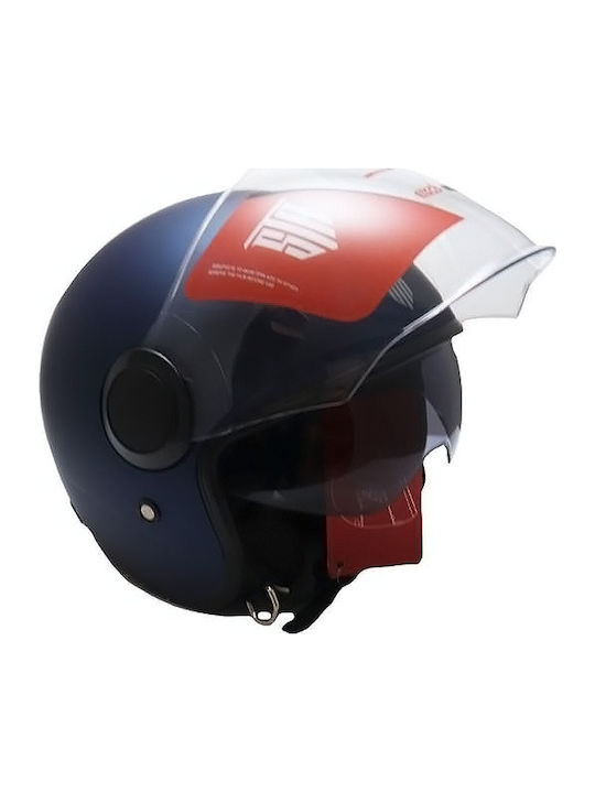 STR Pilot Blue Mat Κράνος Μηχανής Jet ECE 22.06 1250gr με Sunvisor
