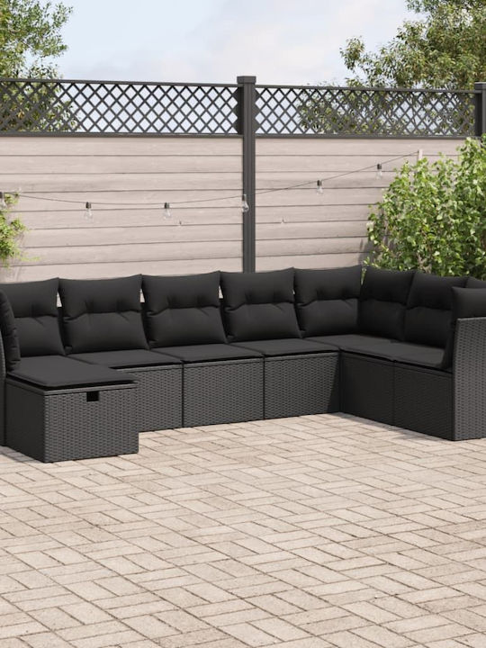 Corner Outdoor Sofa Rattan with Cushions 55x55x...