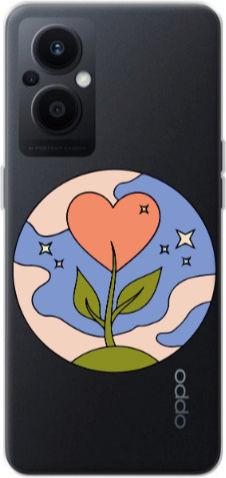 Oppo Reno 7 Lite Hearted Flower Transparent Silicone Tpu Θήκη