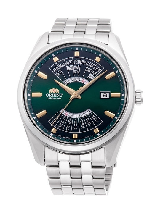 Orient Multi Year Ανδρικό Ρολόι 43.5mm Αυτόματο με Ασημί Ατσάλινο Μπρασελέ