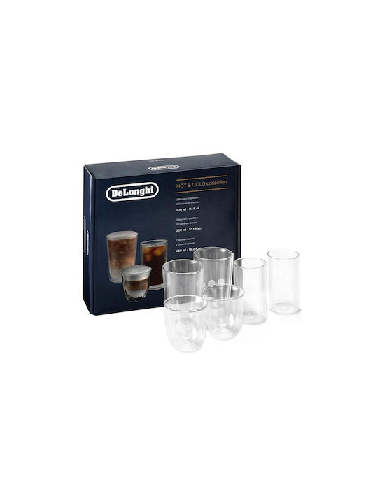 Delonghi Set 6 Mix Gläser De’longhi Hot & Cold Collection Dlsc326 2x270ml 2x300ml 2x480ml