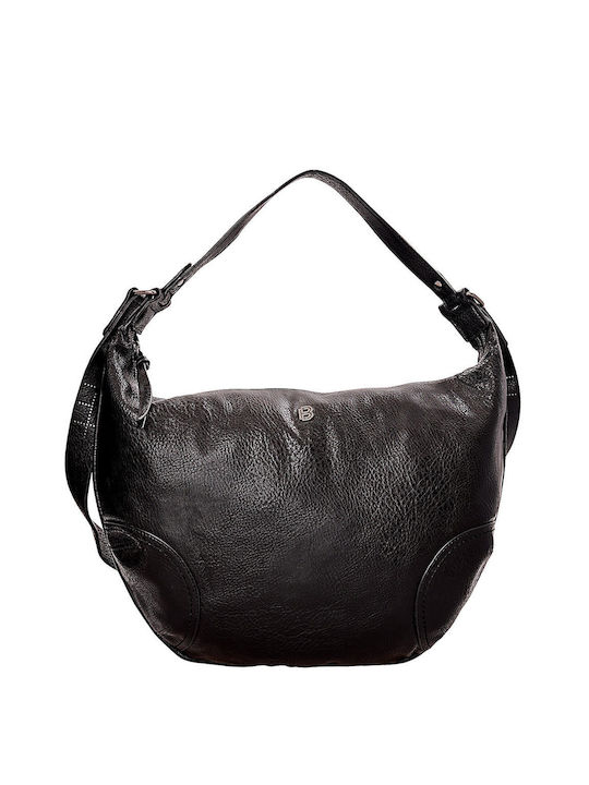 Faux Leather Hobo Shoulder Bag Black