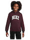 Fleece Kids Sweatshirt with Hood and Pockets Burgundy Sportswear Club