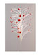 White Branch with Red Pom Poms H104cm