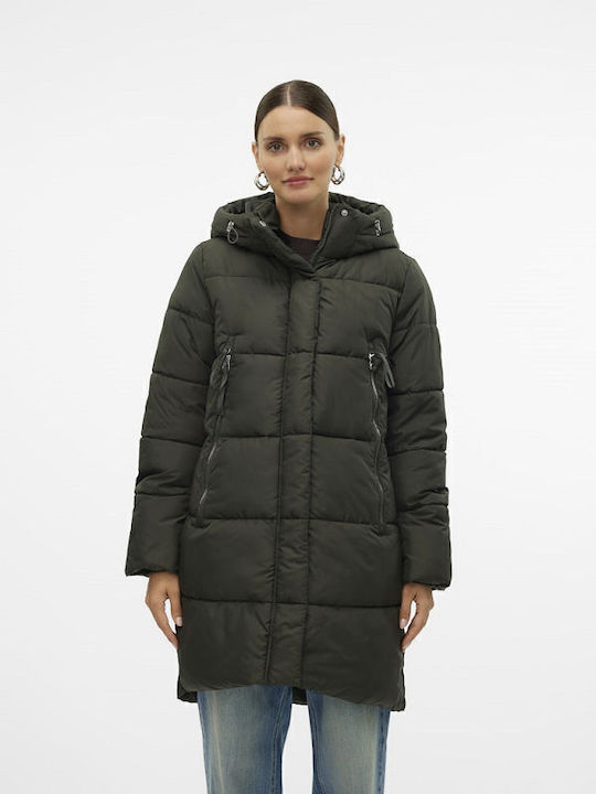 Nova Lang Damen Puffer Jacke Winddicht für Winter Green