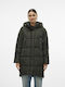 Nova Lang Damen Puffer Jacke Winddicht für Winter Green