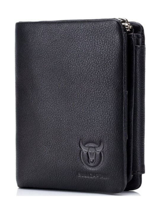 Qb-02 Кожен Мъжки Портфейл с RFID Черен