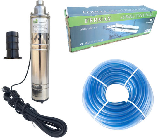 Цялостен комплект потопяема помпа тип Tun 1.1kw 3.6mc/h 20m 1'' гладък маркуч за напояване включен в комплекта