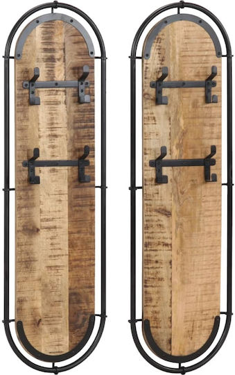 vidaXL Κρεμάστρα Τοίχου Ξύλινη 4 Θέσεων Καφέ 34x110cm 2τμχ