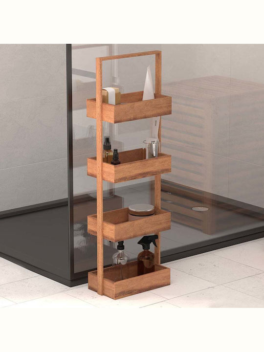 5Five Floor Bathroom Shelf Wooden with 4 Shelves 26.8x16x88cm Beige