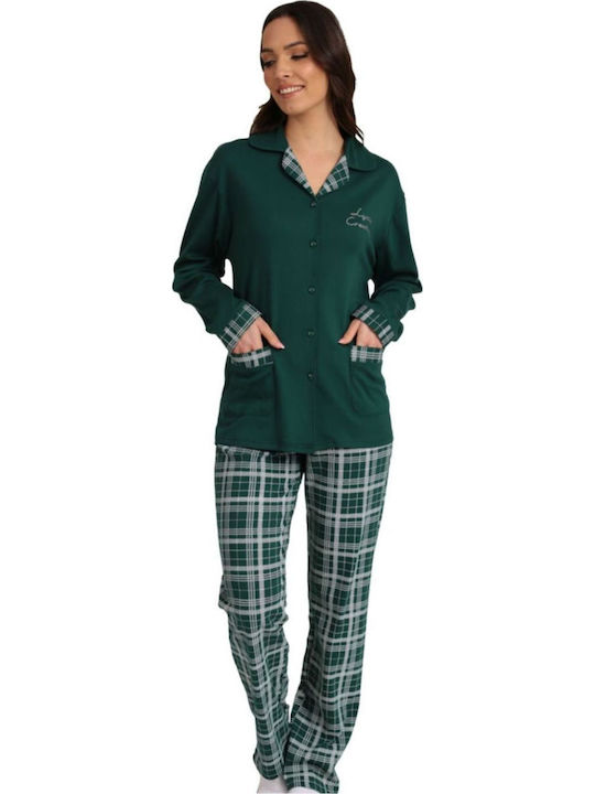 Tres Chic Winter Damen Pyjama-Set Cypress Green