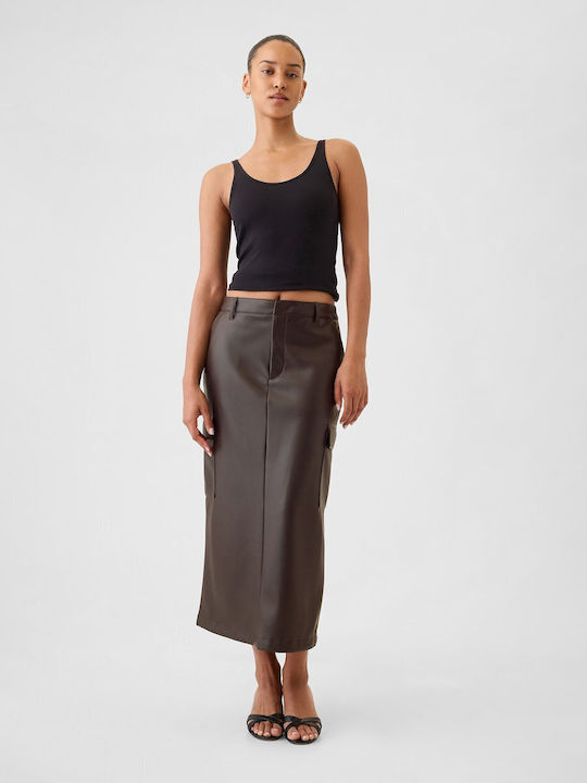 GAP Leder Midi Rock Terra Brown
