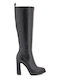 Seven Synthetic Leather High Heel Women's Boots with Zipper Black