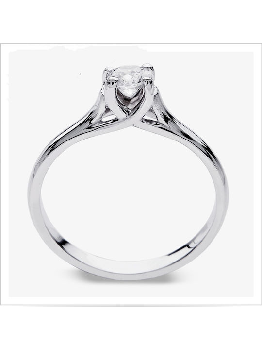 Kontopoulos Single Stone Ring in 18K White Gold with Diamond