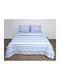 Anna Riska Set Husă de Pilotă Bumbac Single cu Față de Pernă 160x240 Border 3003 Albastru Deschis
