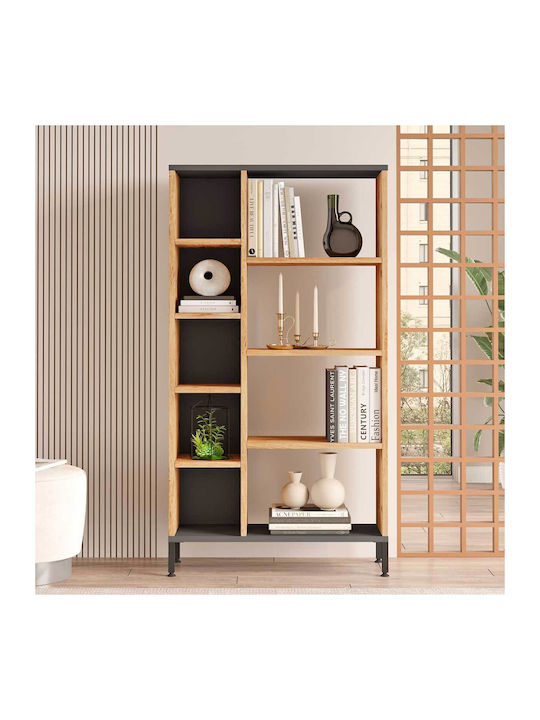 Bookcase Aurora Charcoal 72x25.5x133.6cm