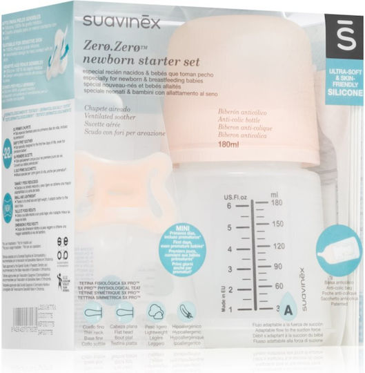 Suavinex Plastic Baby Bottle Zero Zero Anti-Colic with Silicone Nipple for 0+, 0+ m, months 180ml