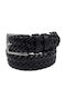 Men's Belt Leather Knitted Black