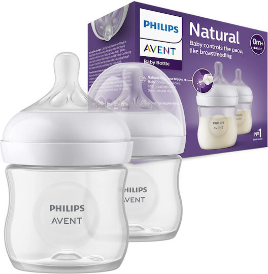 Philips Σετ Πλαστικά Μπιμπερό Natural Response Κατά των Κολικών με Θηλή Σιλικόνης για 0+ μηνών Διάφανο 125ml