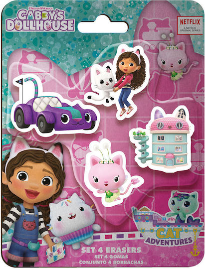 Gabby's Dollhouse 4 Erasers Set 12 Pcs