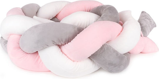 Amek Toys Crib Bumpers Braided Inside Pink, Grey, White 20x210cm