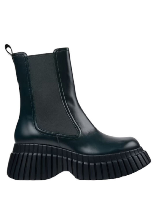 Leather Women's Ankle Boots Green