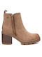 Suede Women's Ankle Boots with High Heel Taupe