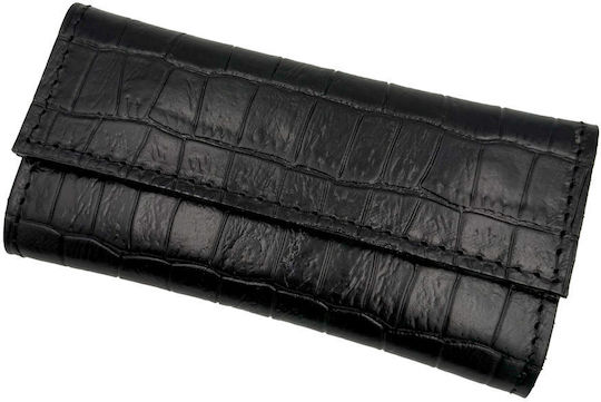 ByLeather Leather Tobacco Pouch With Magnetic Clasp Black Crocodile