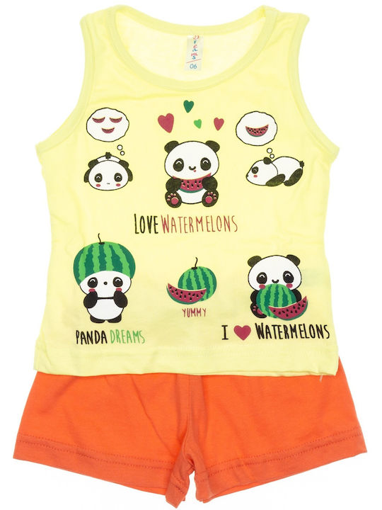 Kids' Set with Shorts Summer 2pcs Yellow I Love Watermelons