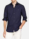 Long-sleeved Cotton Shirt Dark Navy