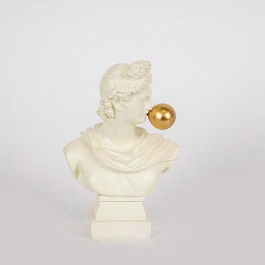 Dekorative Skulptur Büste Weiß & Gold 10,5x6x16cm 13962 752-27080