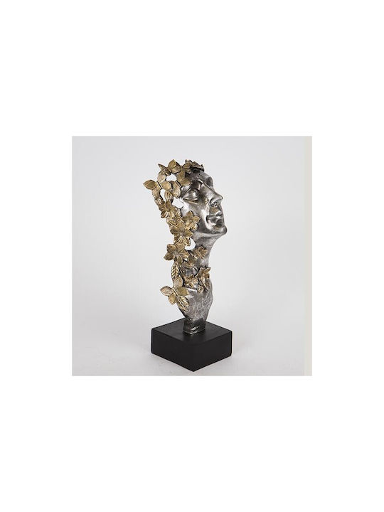 Decorative Resin Sculpture Woman Butterflies Flowers Silver-Gold-Black Color 13x11.5x33.5cm 13920 752-27028