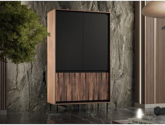 Double Door Wardrobe Catorle Black, Walnut 102x55x104cm