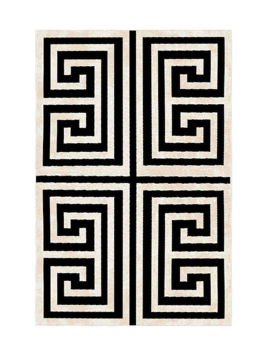 Conceptum Hypnose Teppich Rechteckig Synthetisch,Polyester/Cotton/Leather Black-white