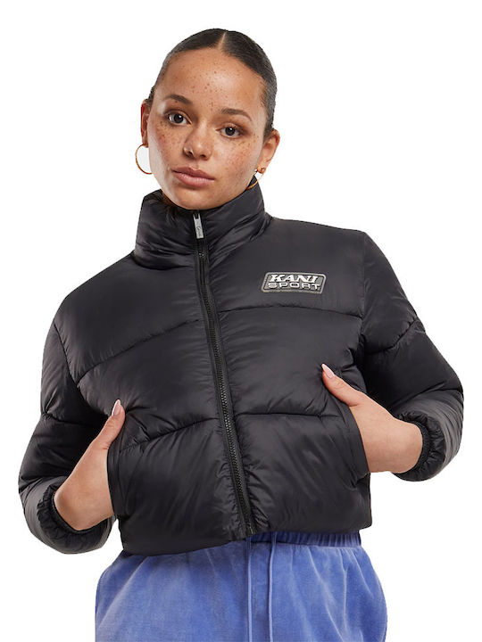 Κοντό Γυναικείο Puffer Μπουφάν για Χειμώνα Black