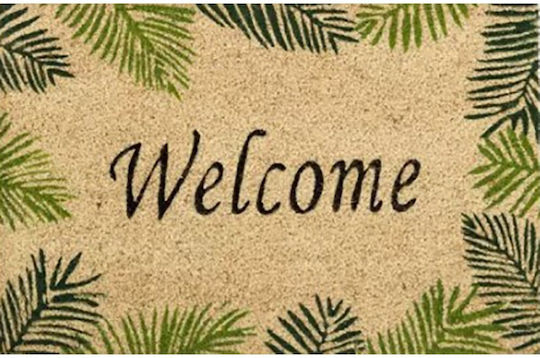 Etoile Fußmatte aus Kokosnussfasern mit rutschfester Unterlage Welcome - Tropical Leafs 43x73cm
