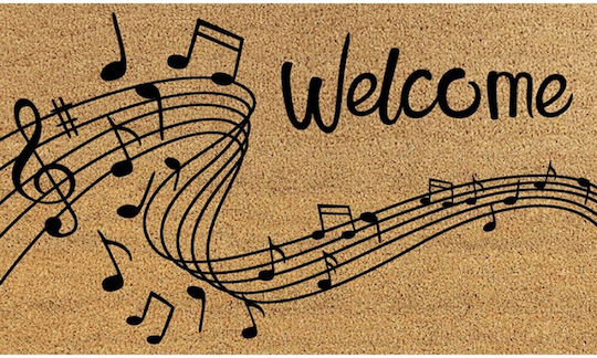 Etoile Covor de Intrare din Cocos cu Suport Antiderapant Welcome - Note 43x73buc