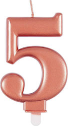 Unique Birthday Candle Number 5 in Rose Gold Co...