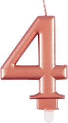 Unique Birthday Candle "4" in Rose Gold Color U...