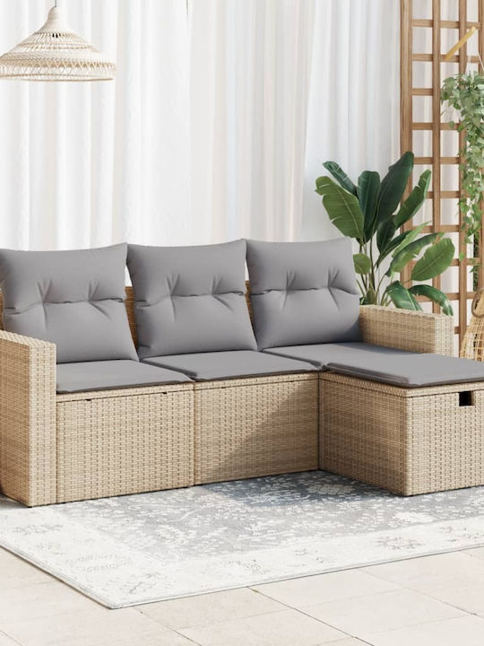 Corner Outdoor Sofa Rattan with Chest and Cushi...