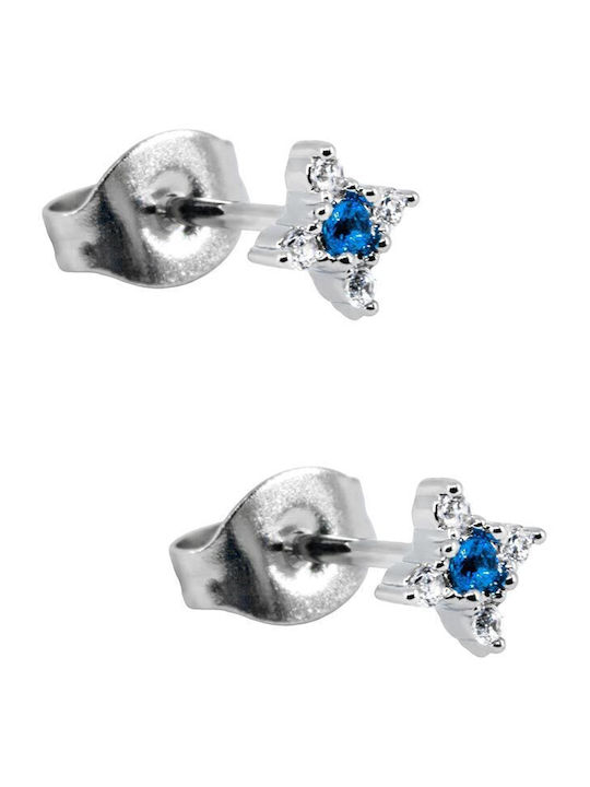 Blumen Ohr Ohrring Verschluss Stahl Silber Zirkon Blau