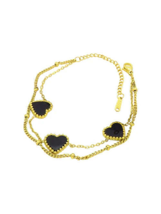 Bizou-Shop Γυναικείο Βραχιόλι Αλυσίδα με σχέδιο Καρδιά από Ατσάλι Επιχρυσωμένο