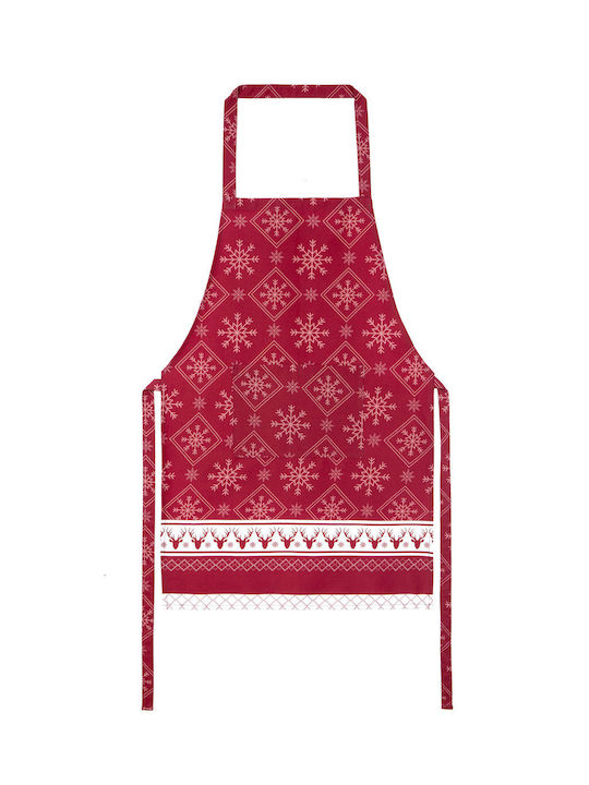 Nima Christmas Kitchen Αpron Fabric Red L90xW90cm.