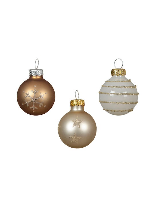 Hanging Ornament Set Glass Gold 9pcs